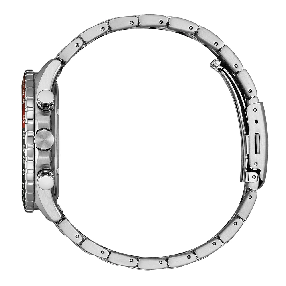 Citizen Eco-Drive Sport Chronograph, Edelstahl schwarz, 43mm Herrenuhr AT2566-88E