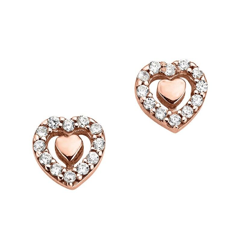 CEM Ohrschmuck Silber Roségoldplattiert Herz BOS905075