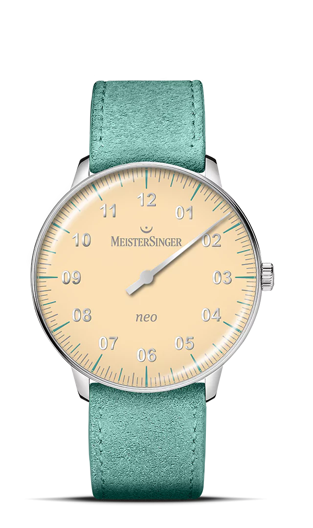 Meister Singer Neo Special - Hellgelb, 36mm, Velourslederband, Schweizer Automatikwerk Damenuhr S-NES935S