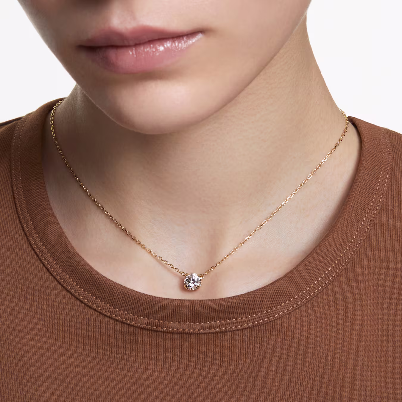 Swarovski  Stilla Anhänger Rundschliff, Weiß, 18k vergoldet