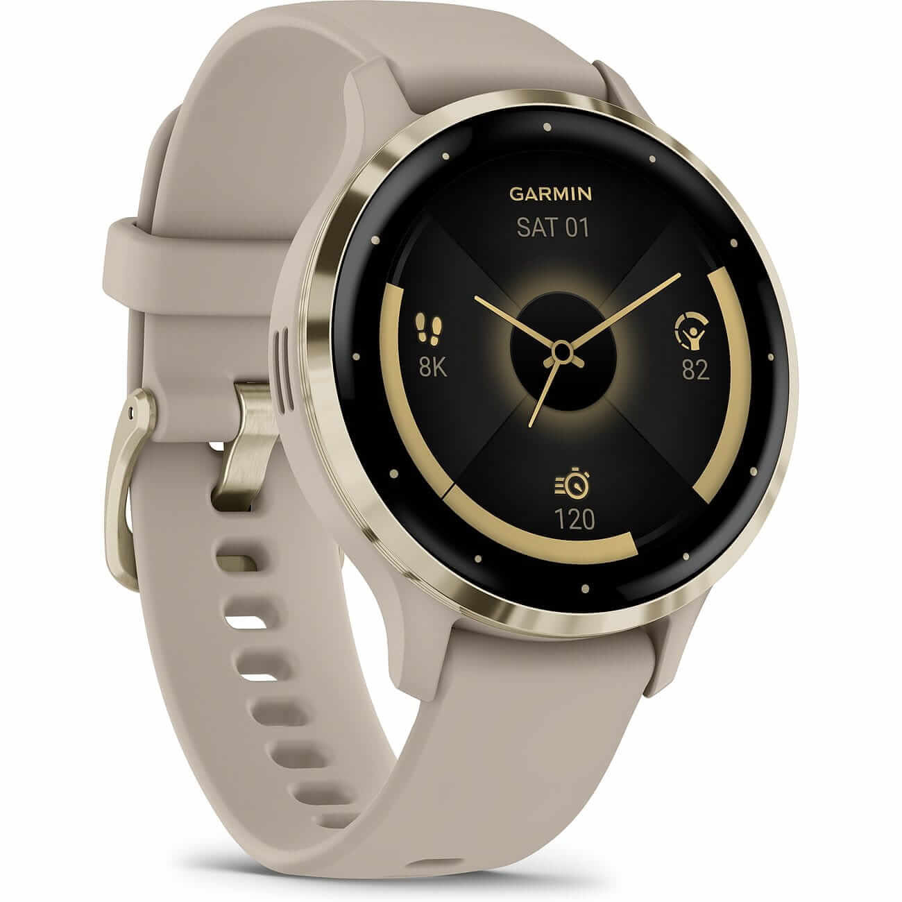 Garmin Venu 3S French Gray/Softgold mit Silikonarmband Damenuhr 010-02785-02