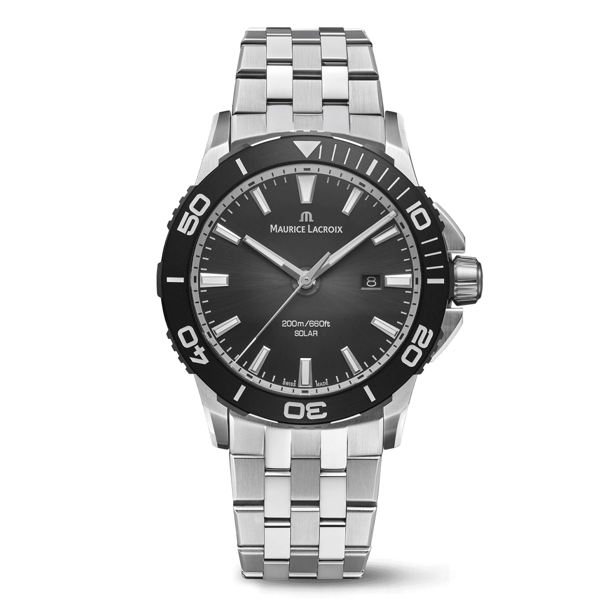 Maurice Lacroix PONTOS S SOLAR 42mm, Stainless Steel, Black Men's Watch PT1008-SSL22-330-1