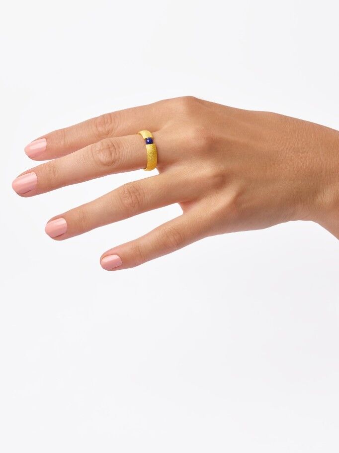 Bernd Wolf rings Enno Lapislazuli, 24-karat gold plated, sterling silver 925