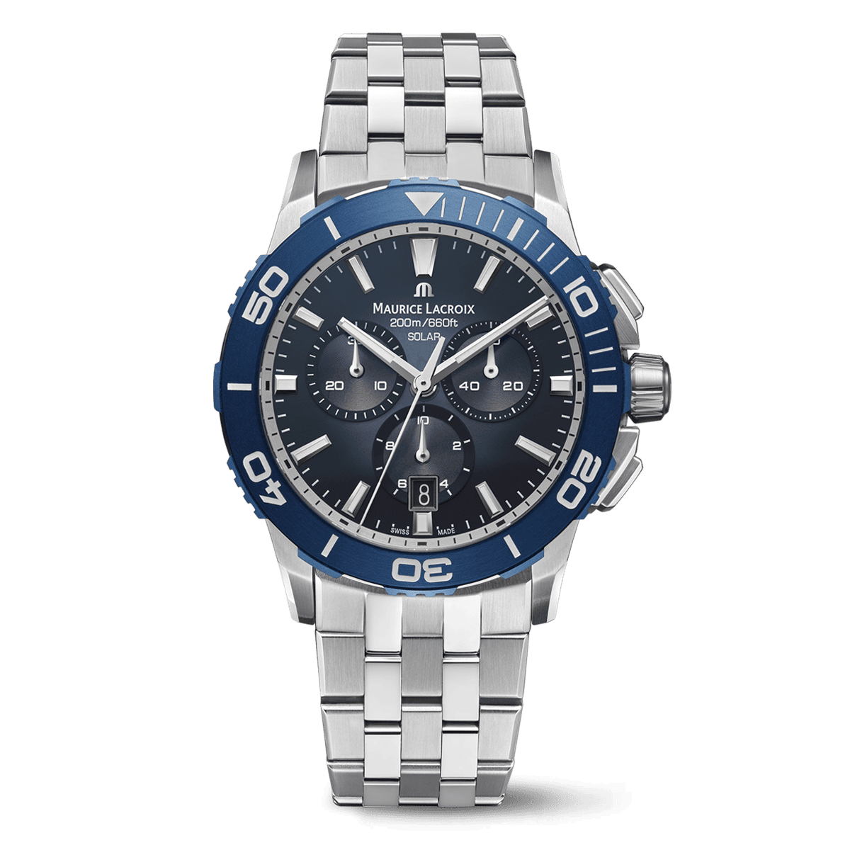 Maurice Lacroix PONTOS S SOLAR CHRONOGRAPH 42 mm, Quartz, Stainless Steel Bracelet Men's Watch PT1038-SSL42-430-1