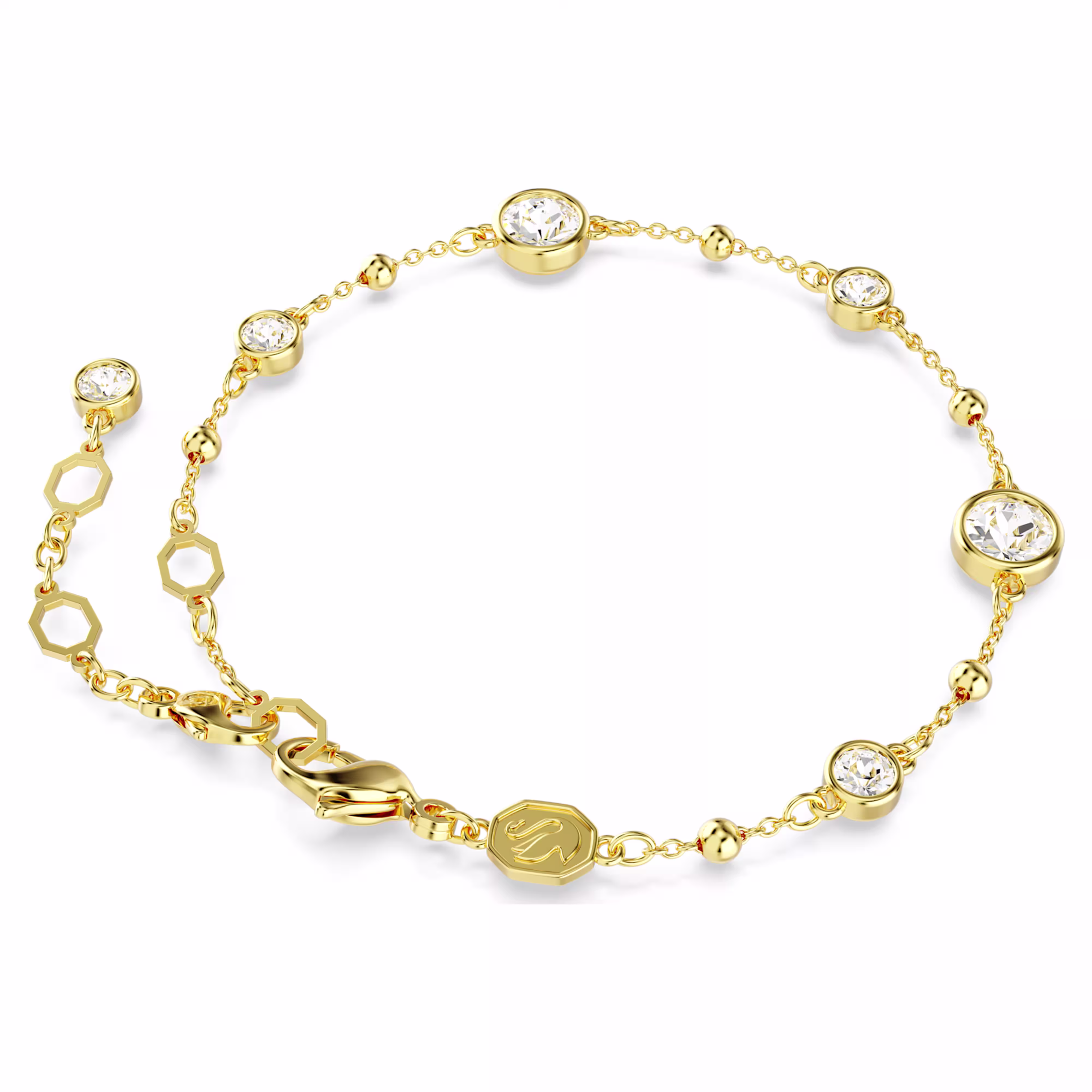 Swarovski Imber Armband Rundschliff, Verstreutes Design, Weiß, 18k vergoldet