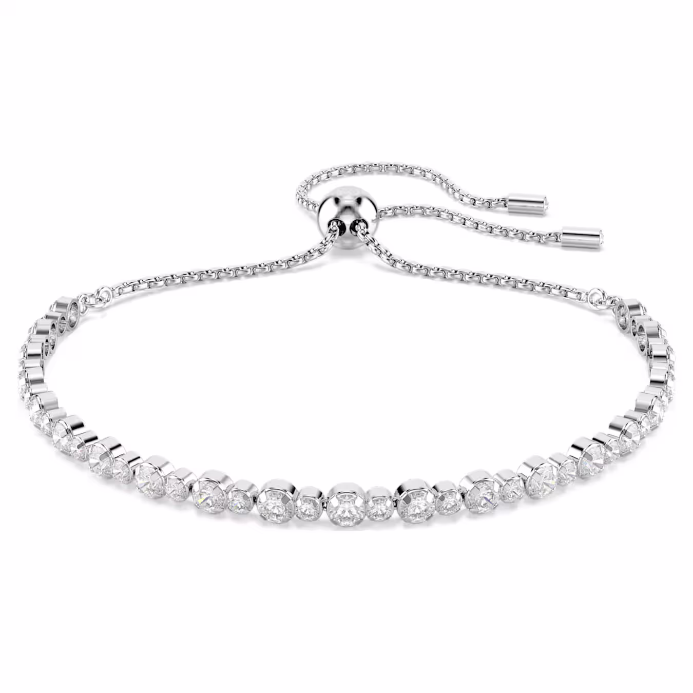 Swarovski Matrix Tennis Bracelet Mixed Round Cuts, White, Rhodium Plated