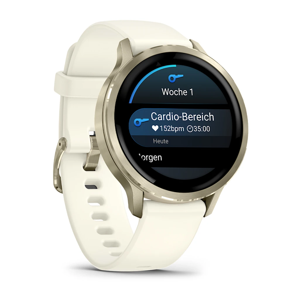 Garmin Venu® 4 - 41 mm Beige/Lunargold mit Schnellwechsel-Silikon-Armband 18 mm Bone Unisexuhr 010-03013-00