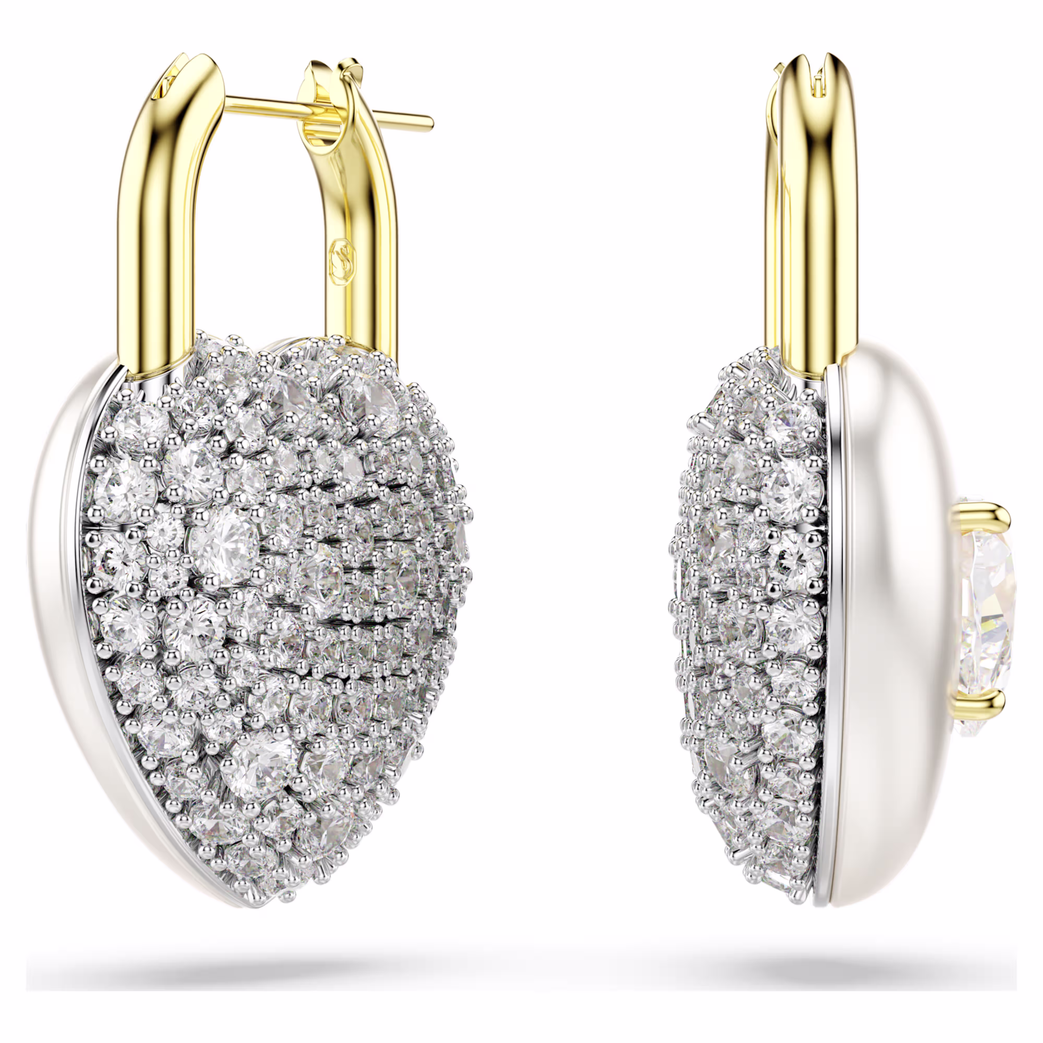 Swarovski  Idyllia Drop-Ohrhänger Verschiedene Schliffe, Herz, Weiß, Goldlegierungsschicht