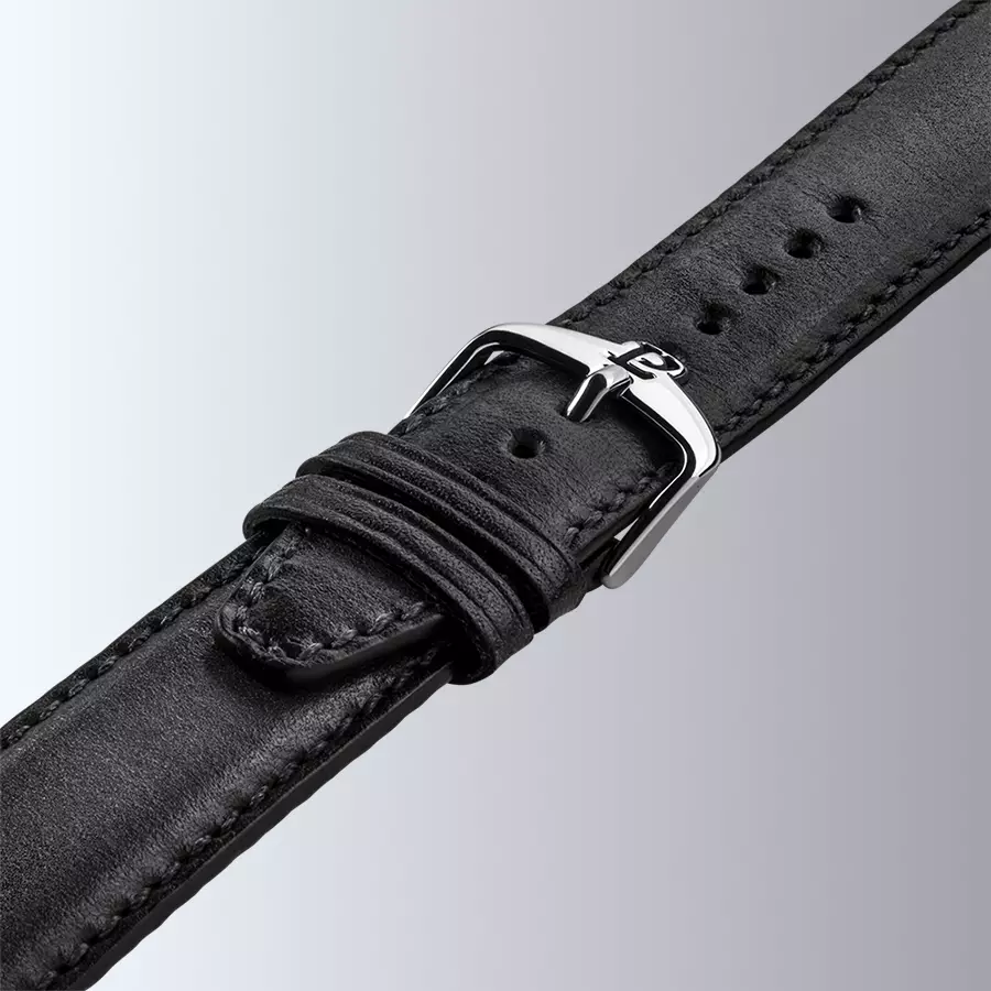 1977 EDMOND Automatique, 40 MM, Cadran Bleu Glacier, Bracelet Cuir Noir Men's Watch 1977P01163