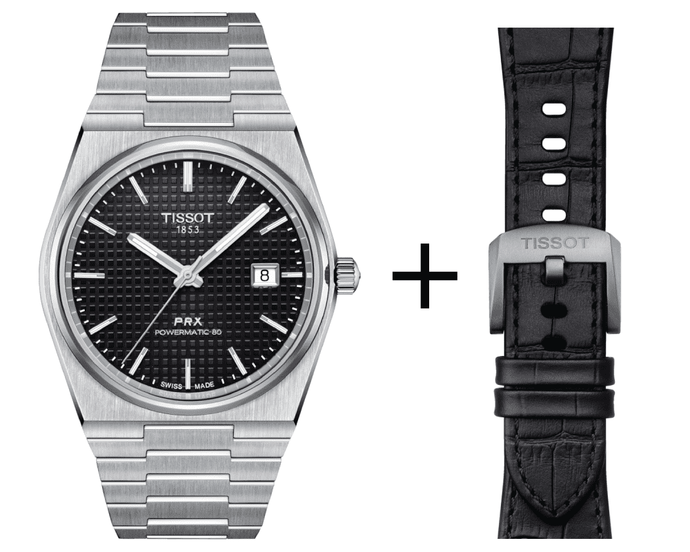 PRX-Set-Sch Tissot PRX men's watch T137.407.11.051.00 set with black leather strap