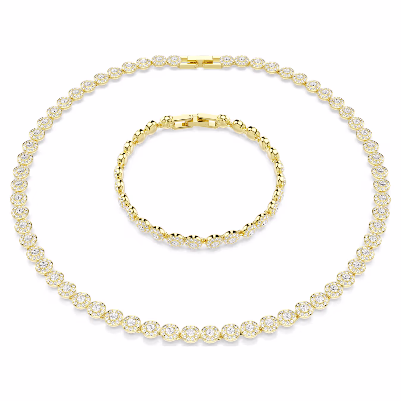 Swarovski Una Angelic Set, necklace and bracelet, gold alloy layer
