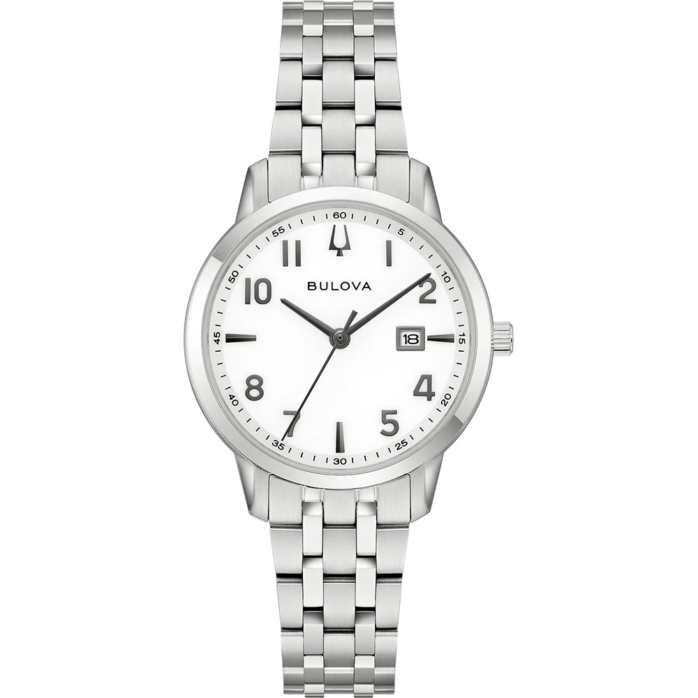 Bulova Classic Quarz, Edelstahl Weiß, 31mm Damenuhr 96M174