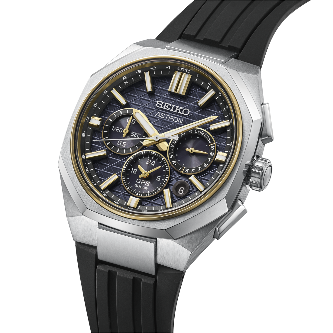 Seiko Astron  GPS Solar,  Titangehäuse, Schwarzes  Silikonband HAB003J1