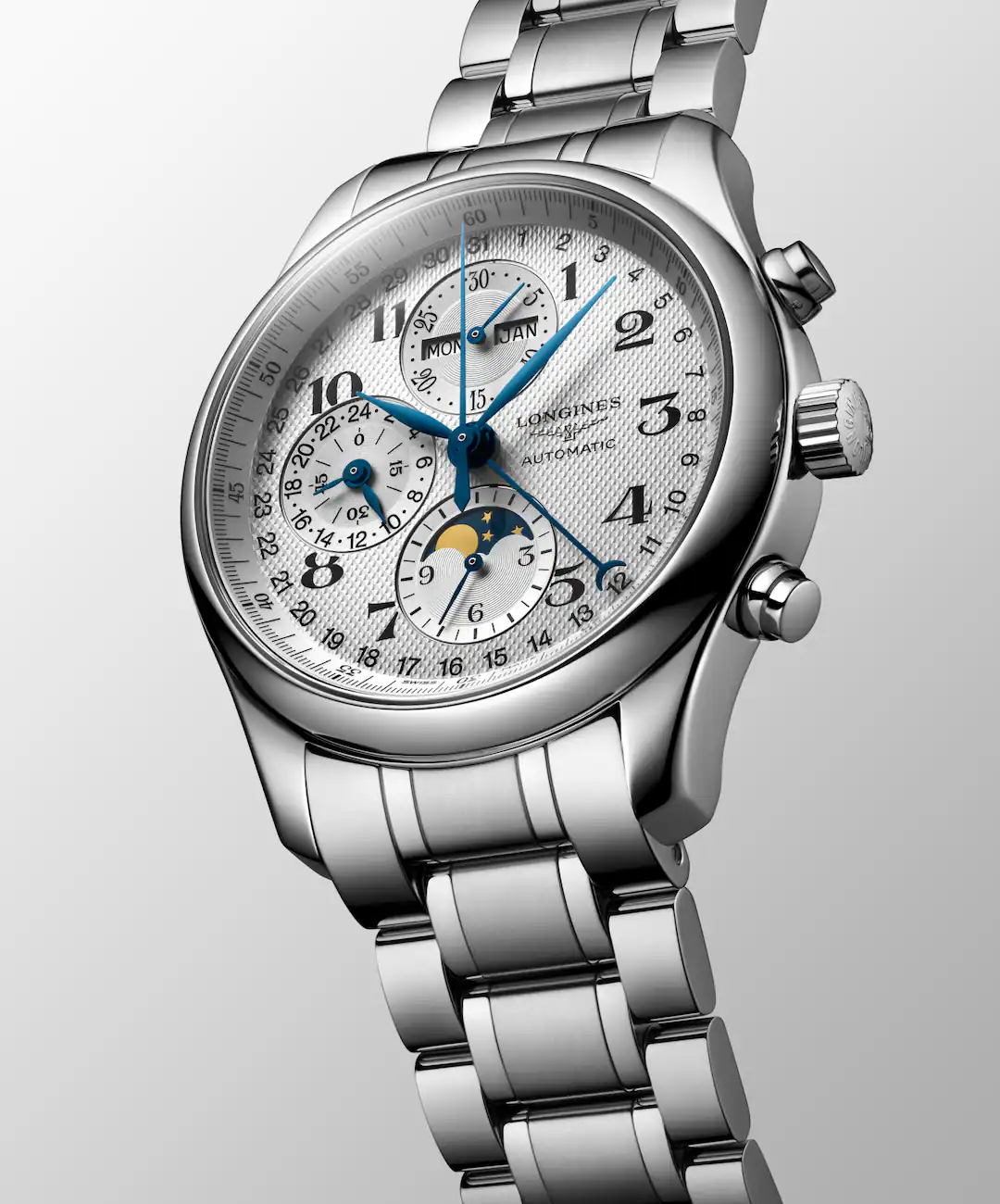 Longines Master Collection Chrono Mondphase Edelstahlband Herrenuhr L2.773.4.78.6