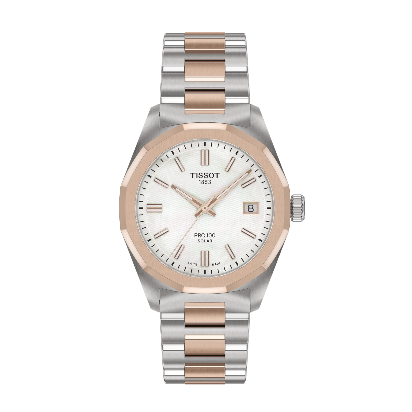 Tissot PRC100 Solar Quartz 34mm Bicolor Ladies Watch T151.822.22.111.00