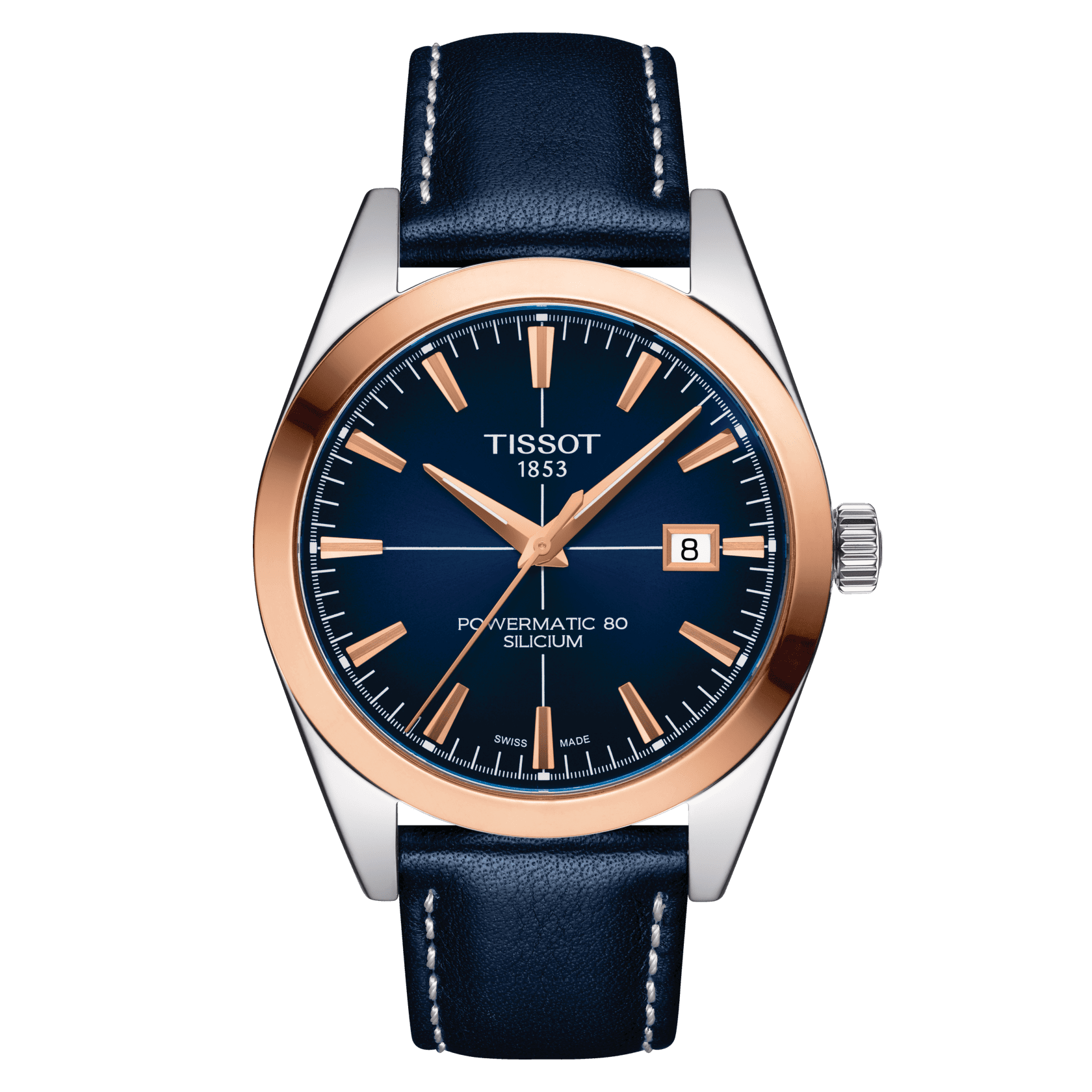T927-407-46-041-00 Tissot Gentleman Powermatic 80 Silicon 18K Gold Bezel Men's Watch T927.407.46.041.00