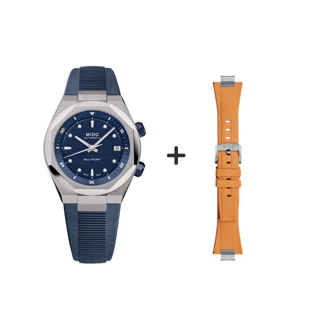 Mido Multifort 8 Two Crowns M047.507.17.041.00 Set inkl. Zusatzband orange
