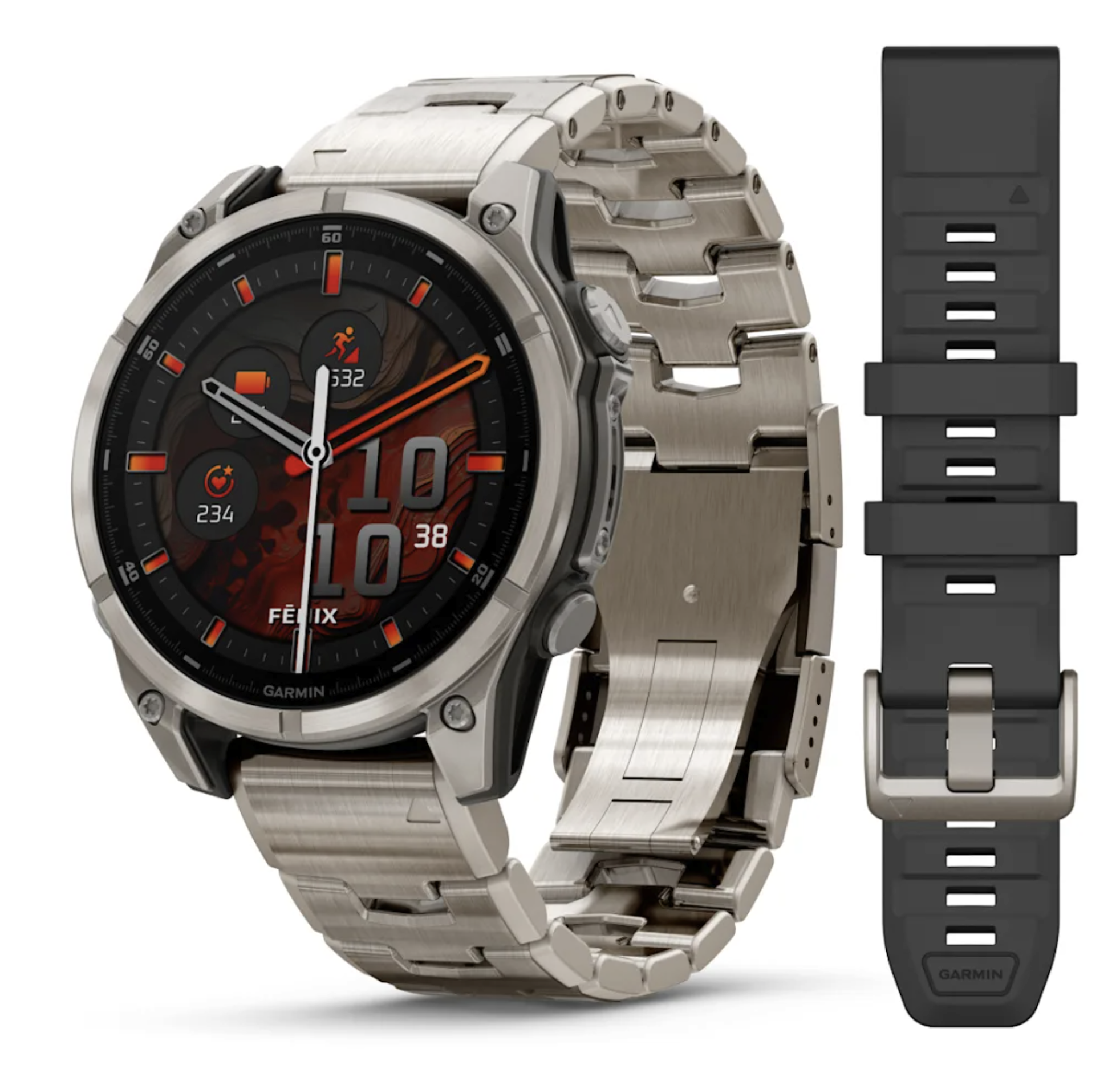Garmin fēnix® 8 - 47 mm AMOLED Sapphire Titan mit zusätzlichem Silikonarmband 010-02904-40 Garmin fēnix® 8 - 47 mm AMOLED Sapphire Titan mit zusätzlichem Silikonarmband 010-02904-40