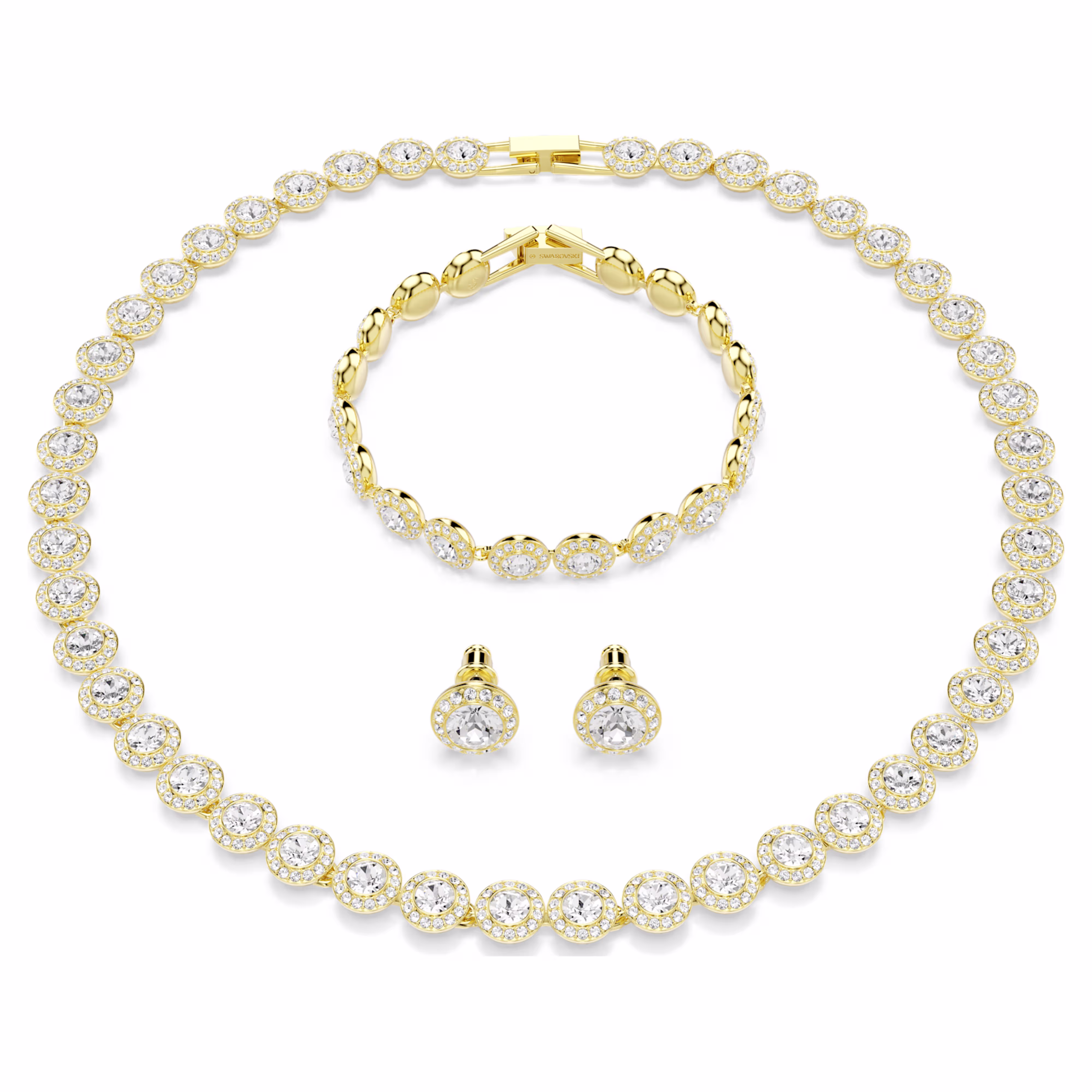 Swarovski  Una Angelic Set Set (3), Rundschliff, Weiß, Goldlegierungsschicht