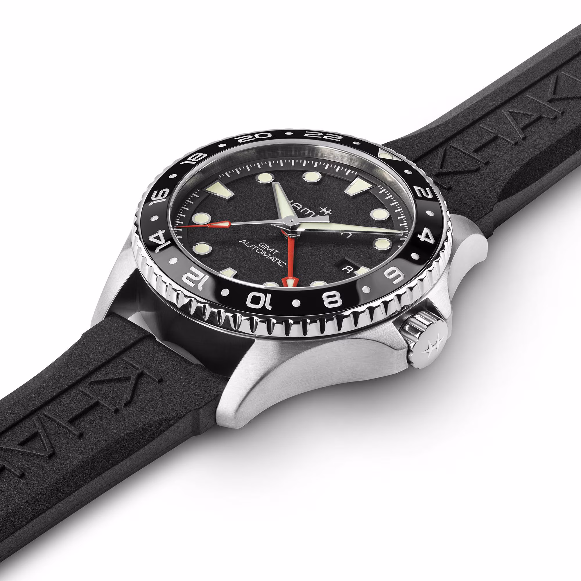 Hamilton Khaki Navy Scuba Auto GMT Black Rubber Strap 43mm Men's Watch H82555330