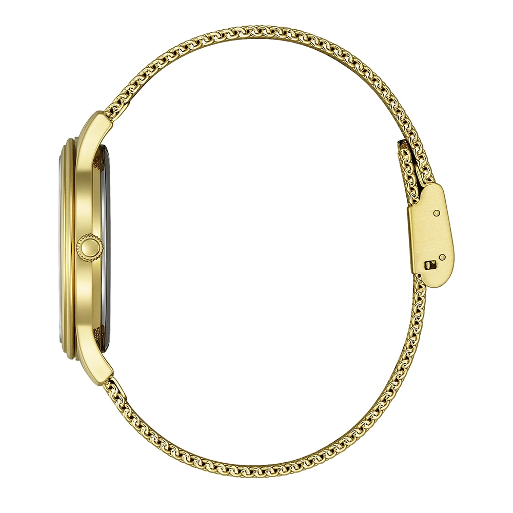 Citizen Eco-Drive Analog Quartz Edelstahl weiß, 34mm, Milanaiseband Damenuhr EM1222-87A