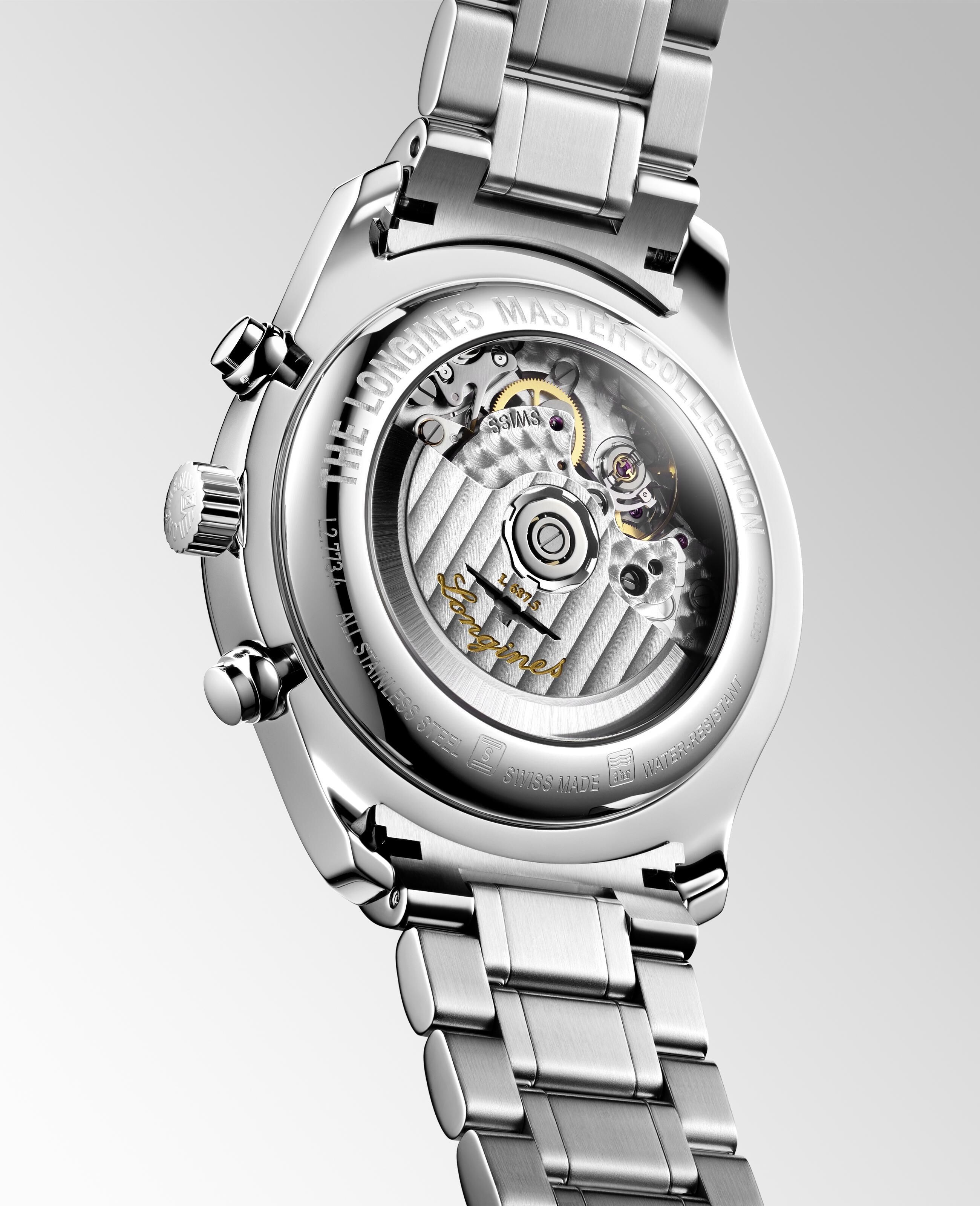 Longines Master Collection Chrono Mondphase Anthrazit Edelstahlband Herrenuhr L2.773.4.61.6