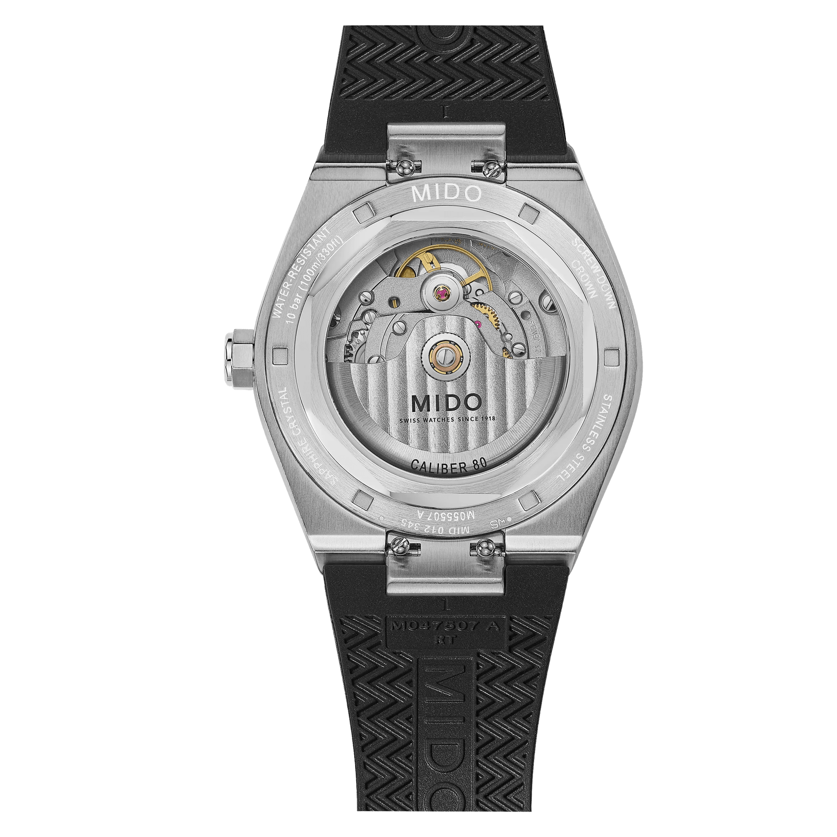 Mido Multifort 8 One Crown, Schwarz, Kautschukband, Achteckige Lünette Herrenuhr M055.507.17.051.00