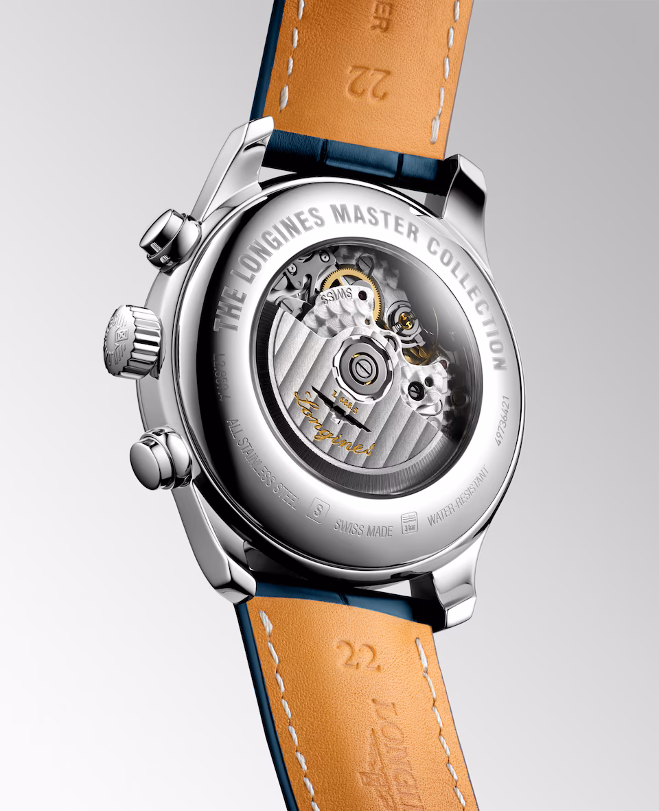 Longines Master Collection Chronograph Blau Lederband Herrenuhr L2.859.4.92.0