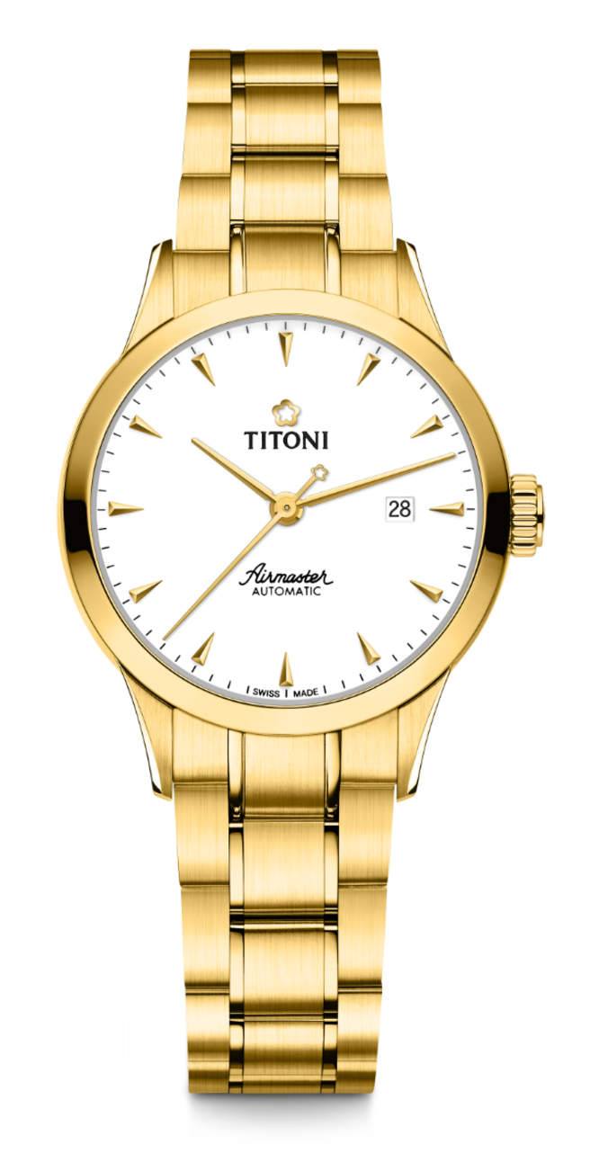 Titoni Airmaster Automatik Gelbgold PVD Damenuhr 23733G-583