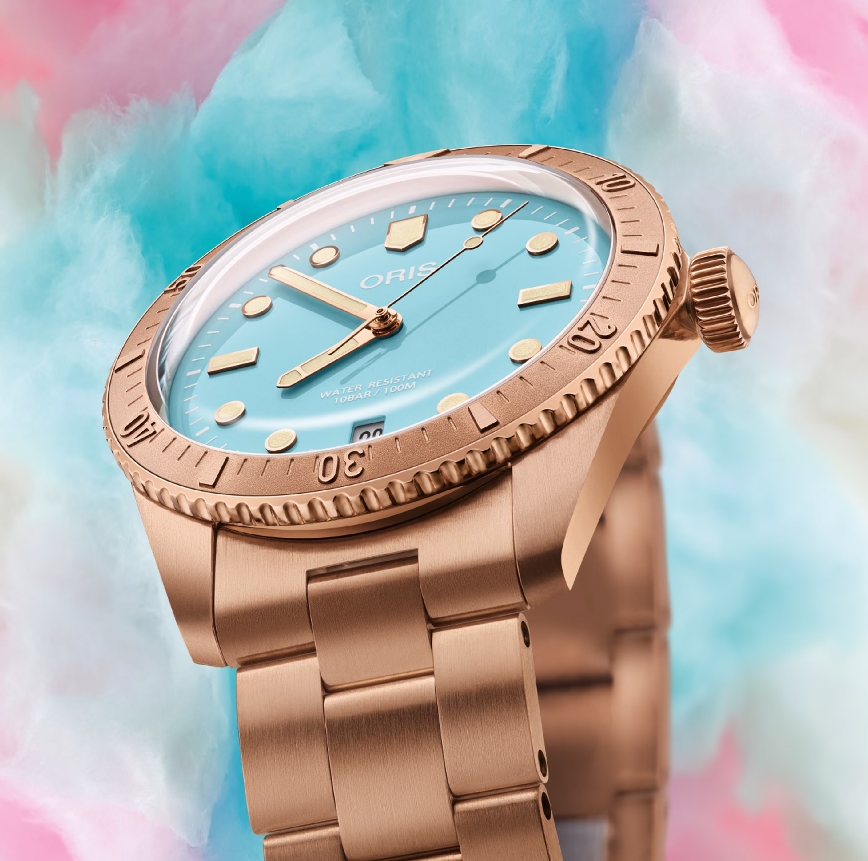 Oris Divers Sixty-Five Cotton Candy 38mm, bronze men's watch 01 733 7771 3155-07 8 19 15