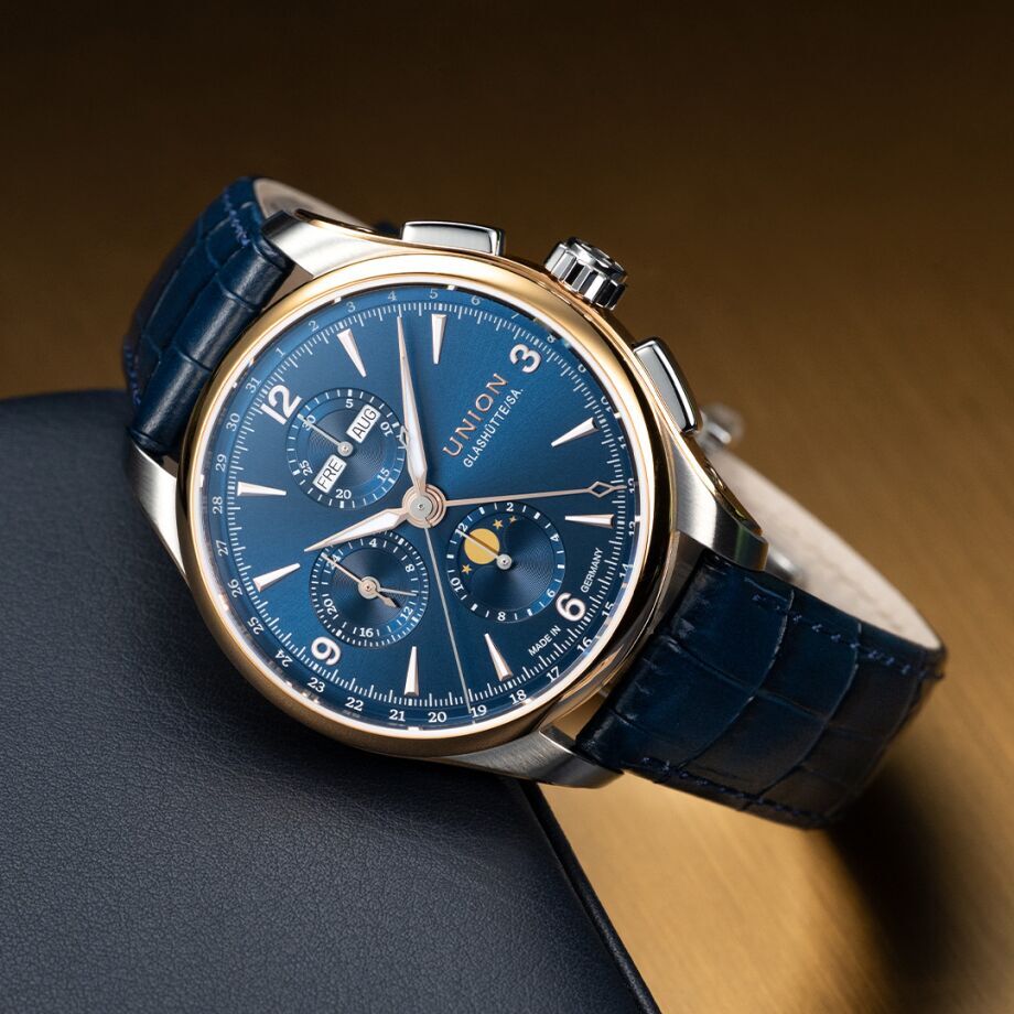 Union Glashütte Belisar Chronograph Mond Phase Herrenuhr D907.425.46.047.01