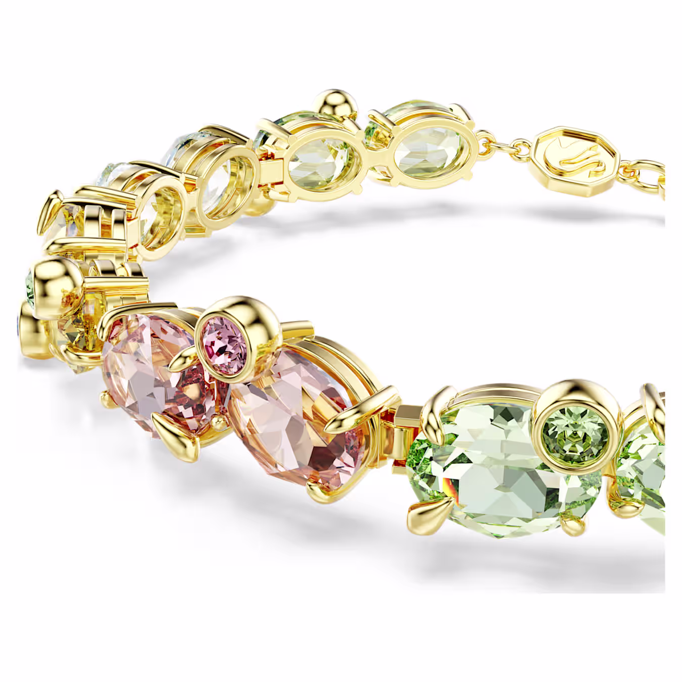 Swarovski  Gema Armband, verstellbar, Verschiedene Schliffe, Mehrfarbig, Goldlegierungsschicht,  15.5 - 20 cm