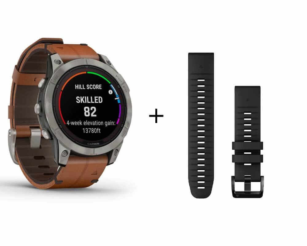 tempImagezNGrz9_11zon Garmin fēnix® 7 Pro Sapphire Solar Graphit Titan mit Lederarmband und Silikonband 010-02777-30
