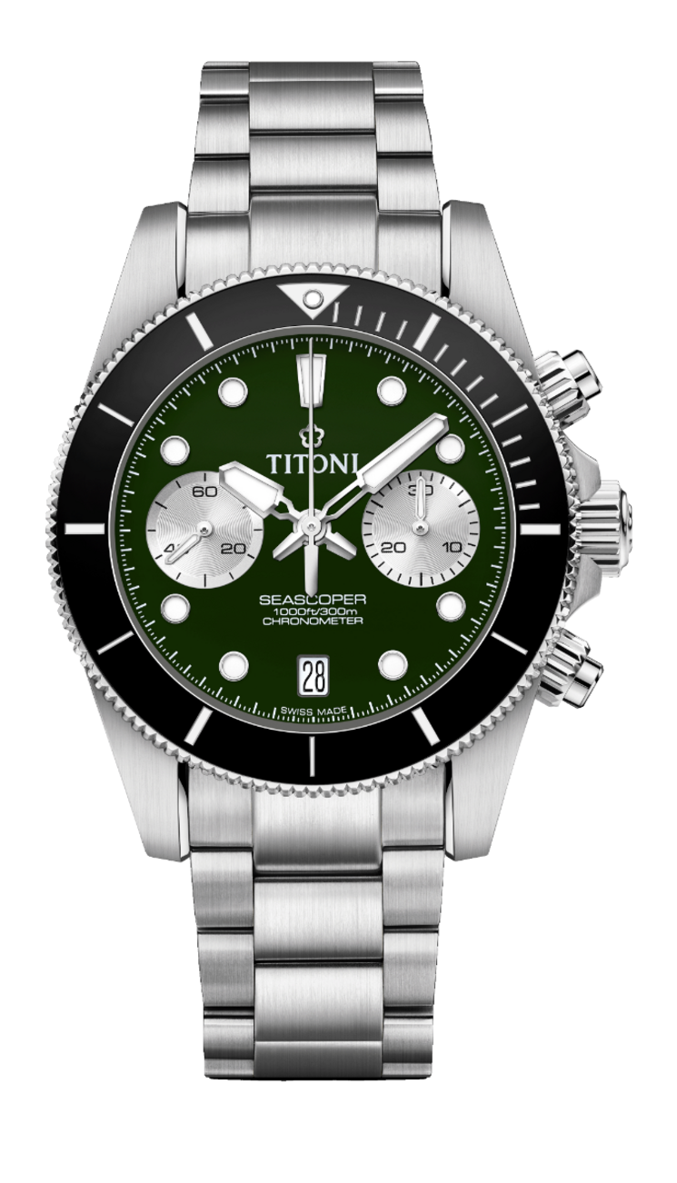 Titoni Seascoper Chronograph Green Men's Watch 94300 S-BK-733
