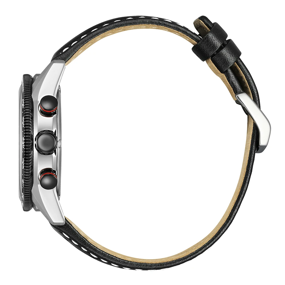 Citizen Eco-Drive Racing Chronograph, Leder schwarz, 39.9mm Herrenuhr CA4717-06E