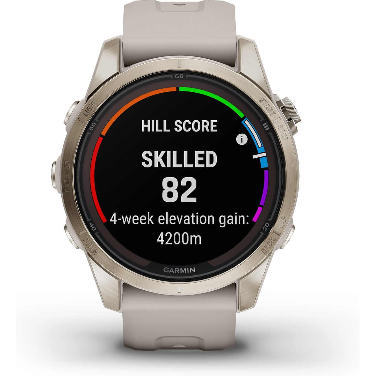 88786211_1 GARMIN FĒNIX® 7S PRO SAPPHIRE SOLAR BEIGE/SOFTGOLD MIT SILIKONBAND 010-02776-15