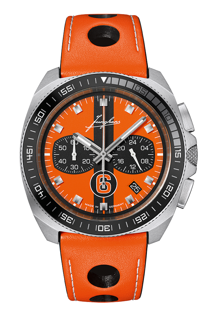 Junghans 1972 Chronoscope Sports Edition 2026, Orange, Quarzwerk, Limited Edition Herrenuhr 41/4557.00