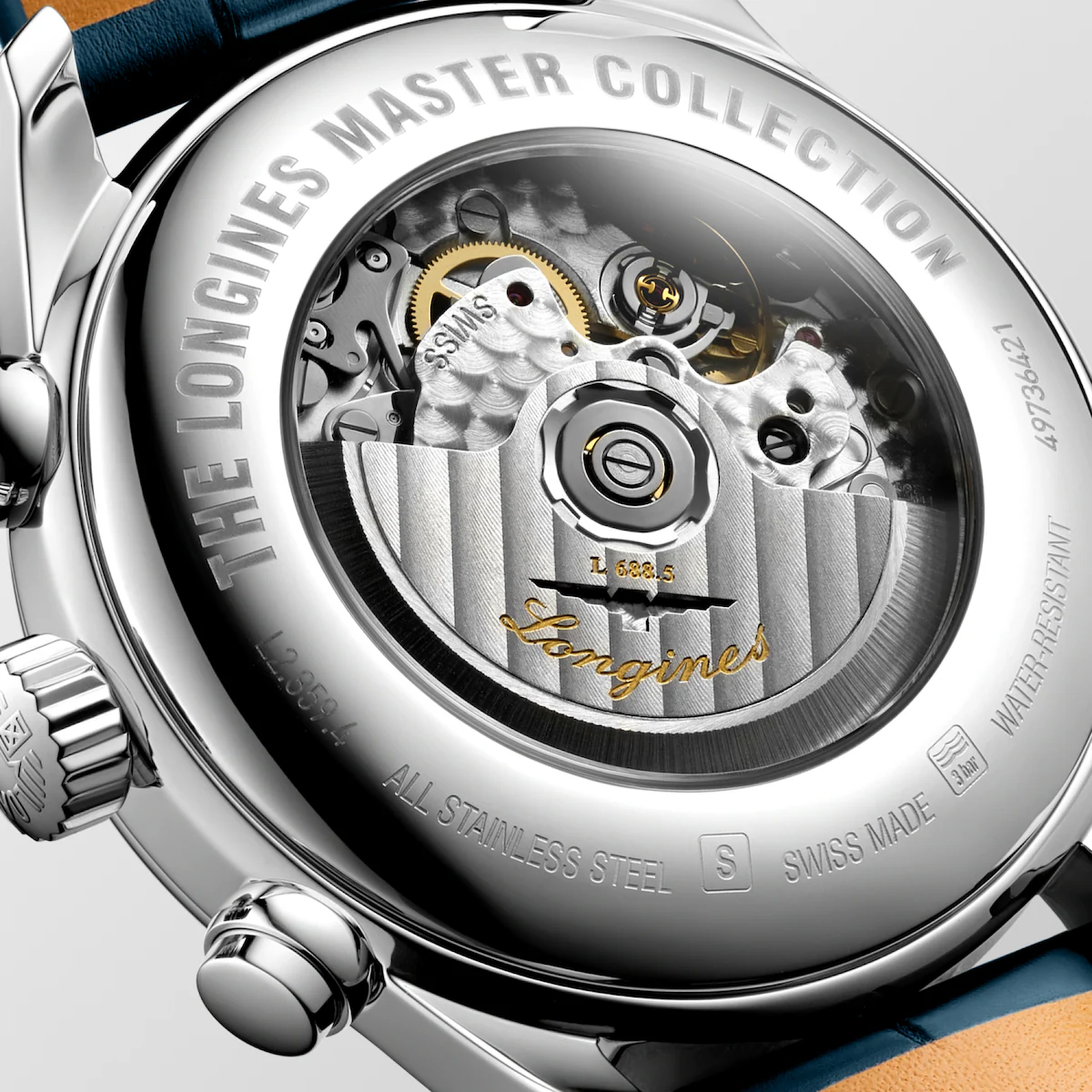 Longines Master Collection Chronograph Blau Lederband Herrenuhr L2.859.4.92.0