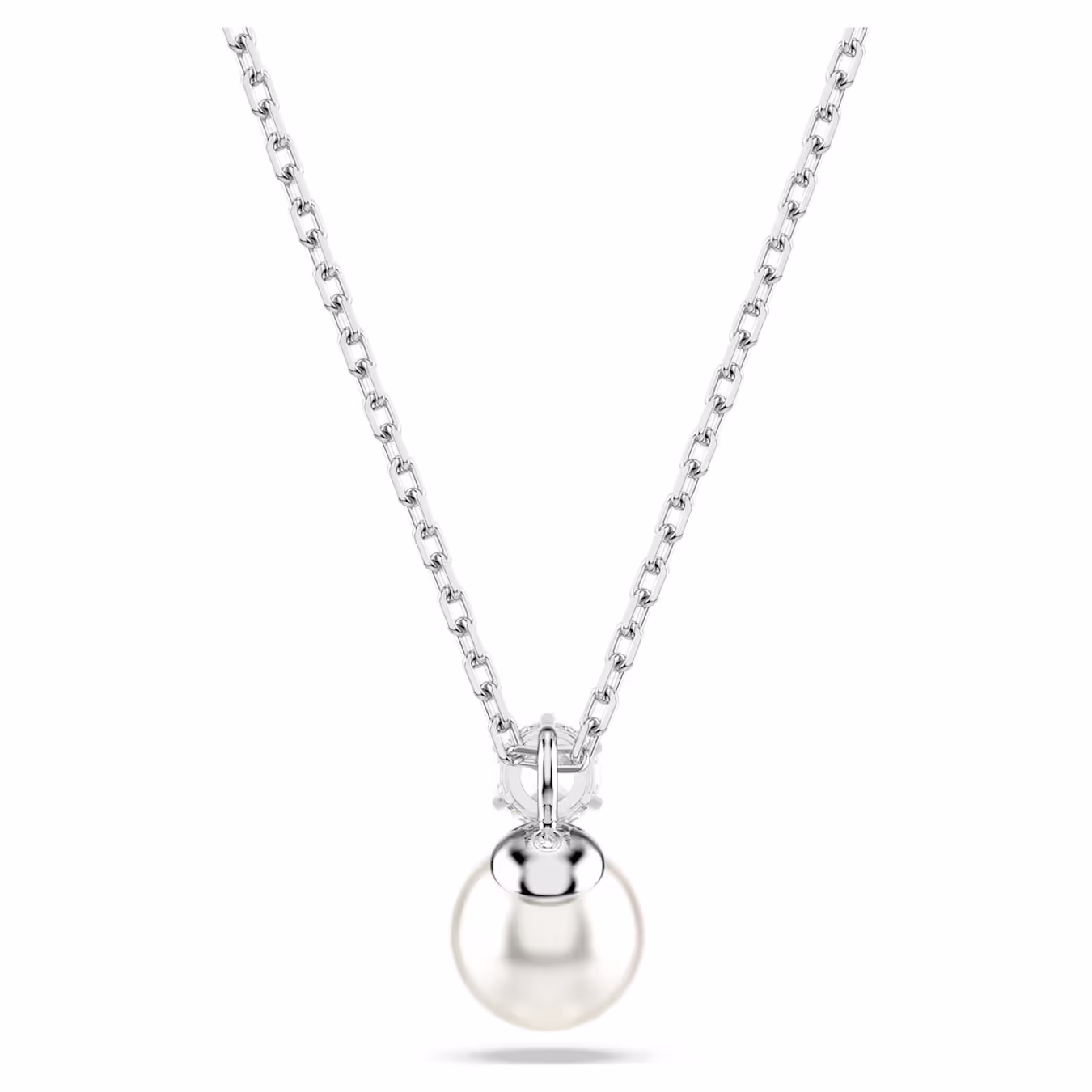 Swarovski Kette Matrix Anhänger Kristallperle, Rundschliff, Weiß, Rhodiniert