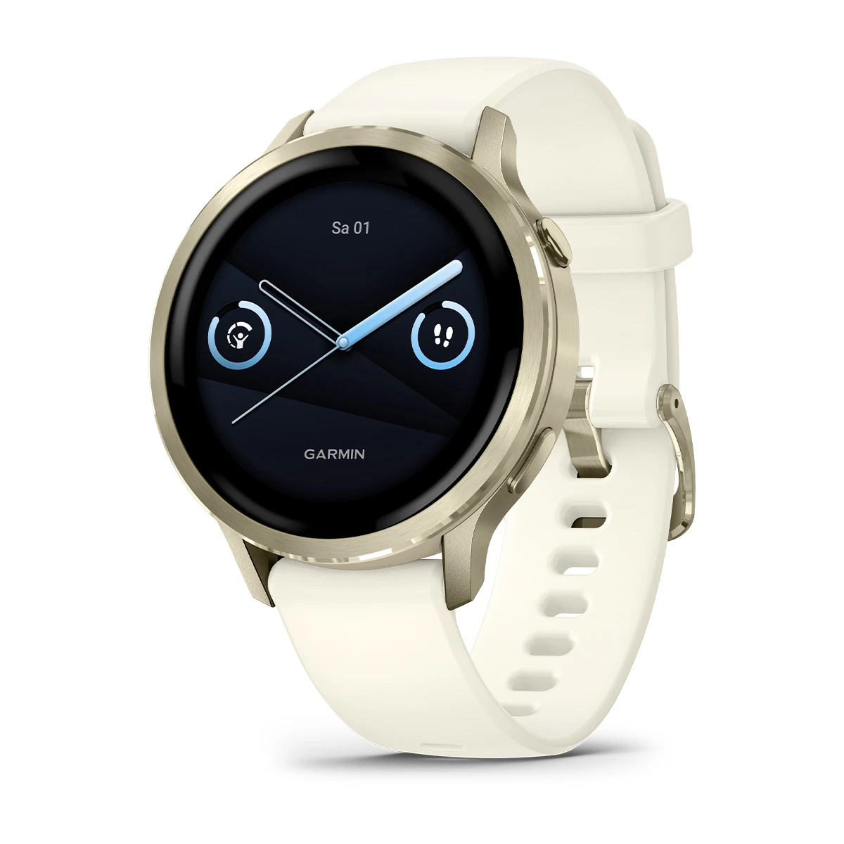 Garmin Venu® 4 - 41 mm Beige/Lunargold mit Schnellwechsel-Silikon-Armband 18 mm Bone Unisexuhr 010-03013-00