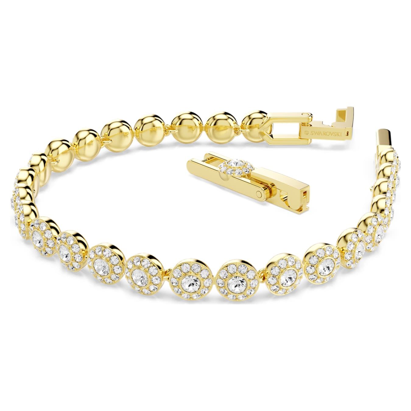 Swarovski Una Angelic bracelet, round cut, white, gold alloy layer