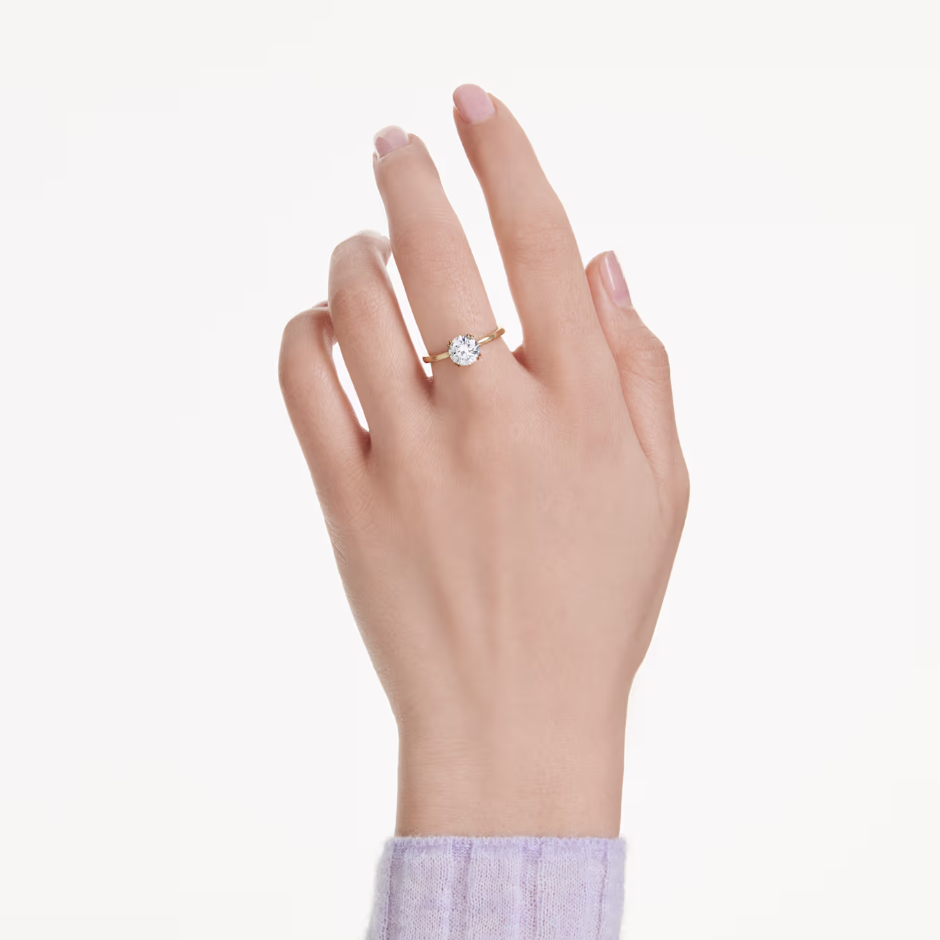 Swarovski Stilla Cocktail Ring, Round Cut, White, 18k Gold Plated