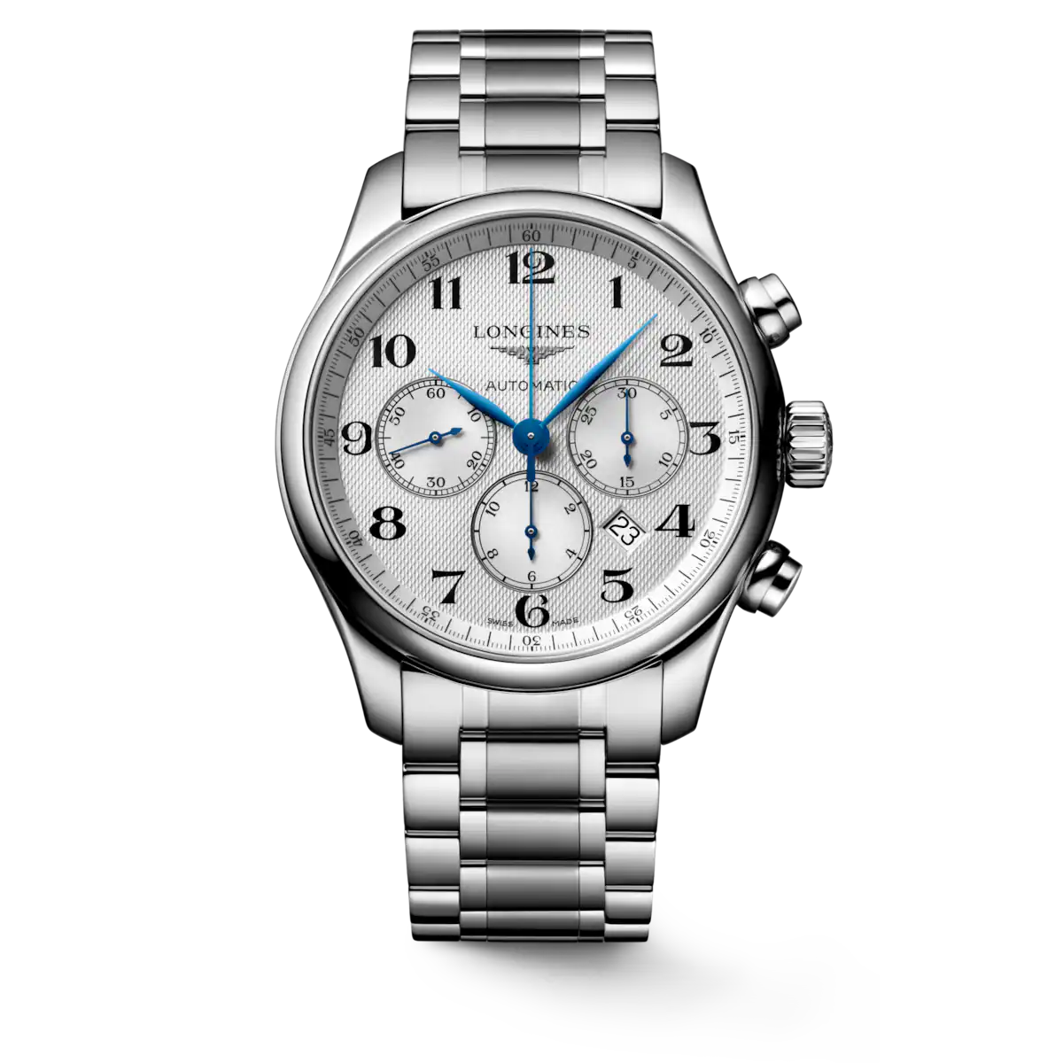 Longines Master Collection Chronograph Silber Lederband Herrenuhr L2.859.4.78.6