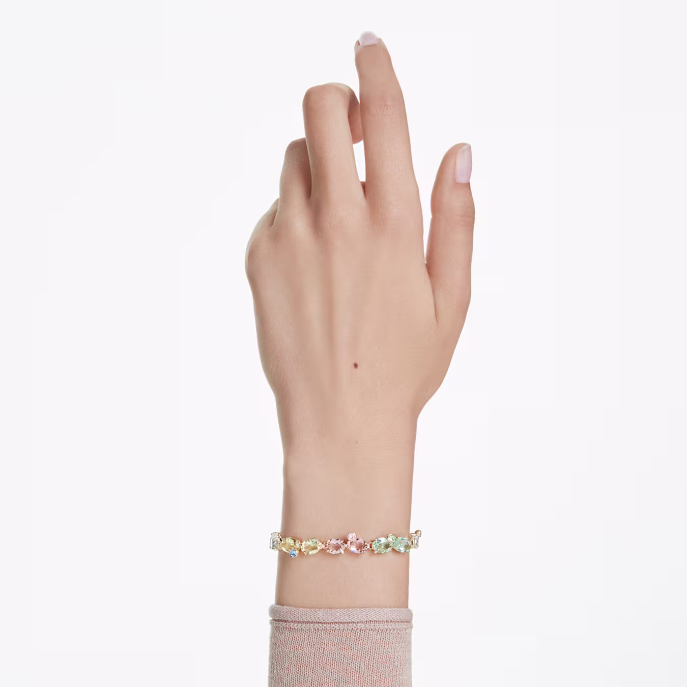 Swarovski  Gema Armband, verstellbar, Verschiedene Schliffe, Mehrfarbig, Goldlegierungsschicht,  15.5 - 20 cm