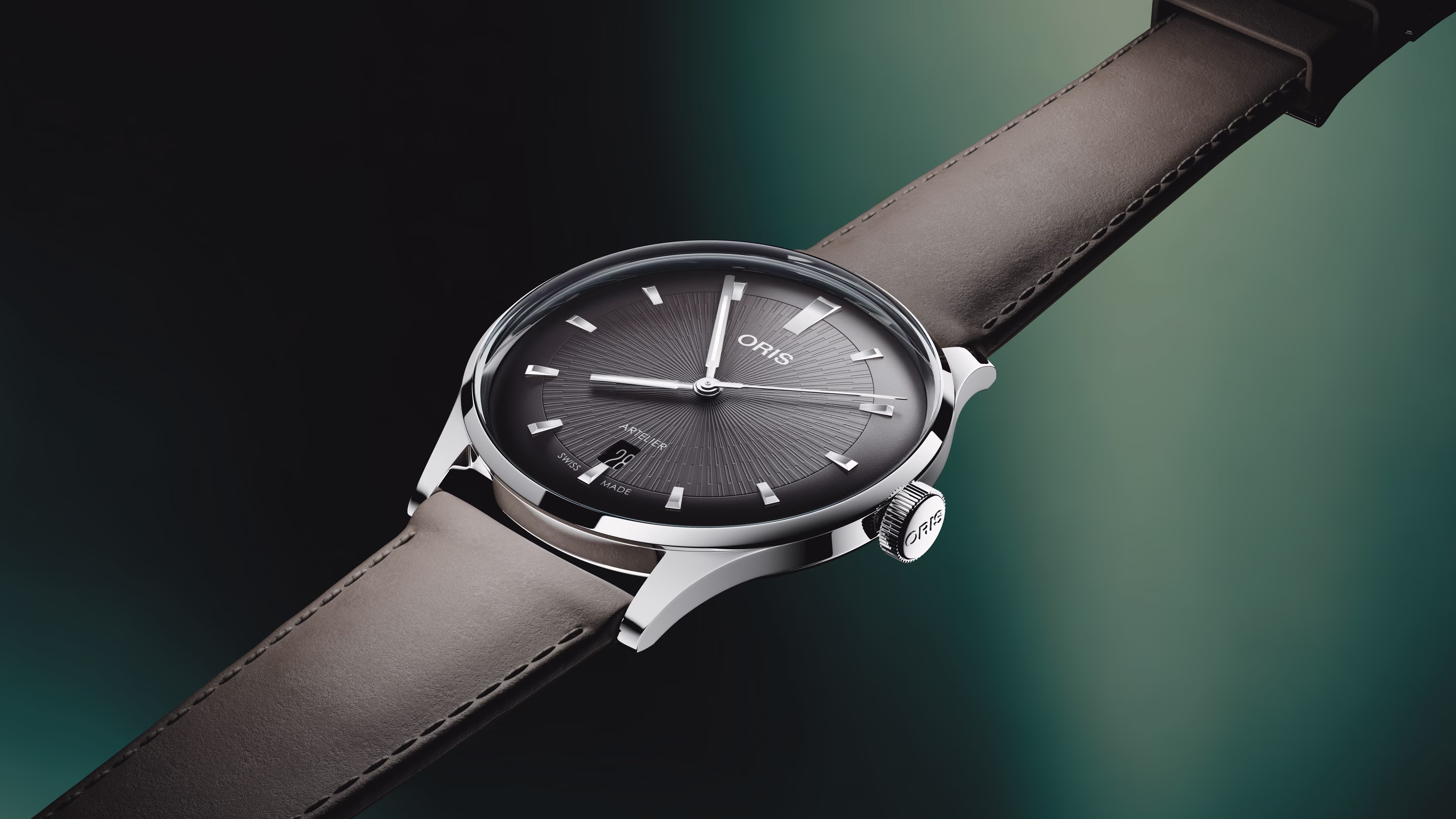 Oris Artelier Date, 38mm, automatic, leather strap, black men's watch 01 733 7810 4054-07 6 ​​20 18FC