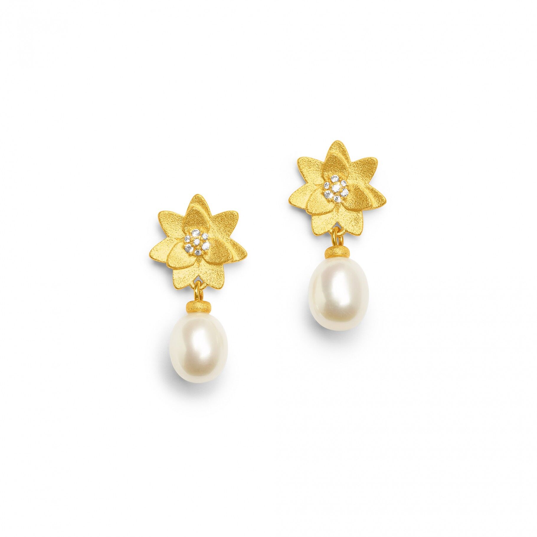 Bernd Wolf Ohrringe Y Ohrhänger Süsswasserperle 24 Karat Goldplattiert