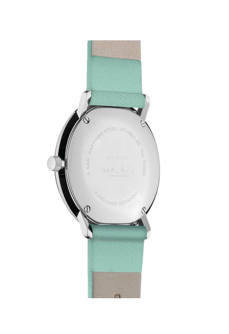 Junghans max bill Damen Türkises Lederband Damenuhr 47/4554.02