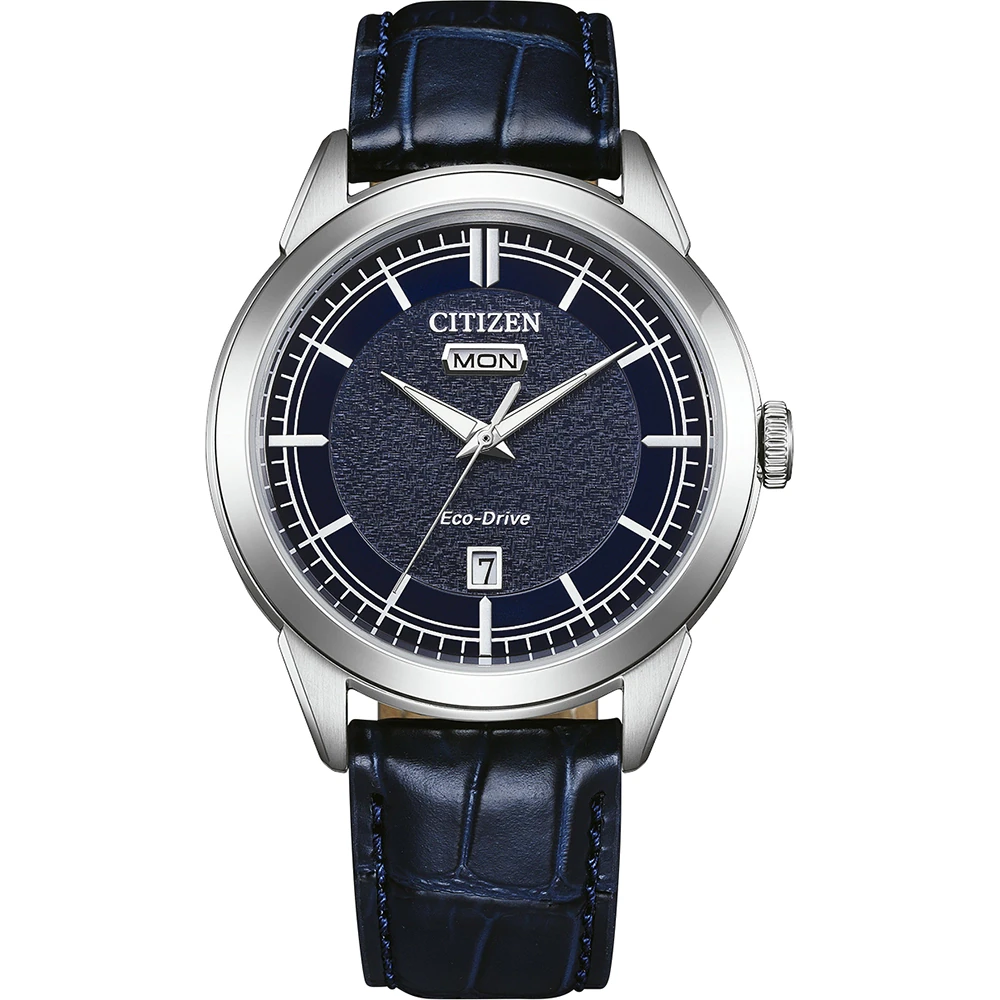 Citizen Eco-Drive Classic Day-Date Leder Blau, 40.5mm Herrenuhr AW0151-00LC