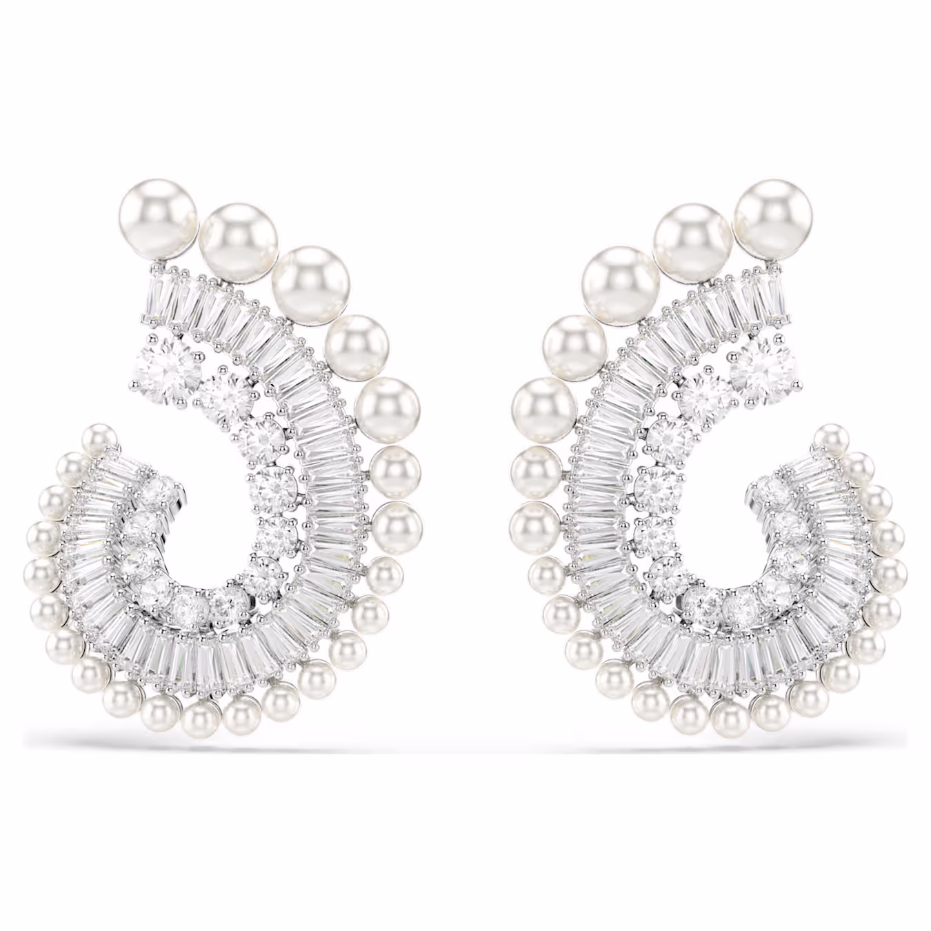 Swarovski Ariana Grande x Swarovski Drop-Ohrhänger Kristallperle, Verschiedene Schliffe, Weiß, Rhodiniert