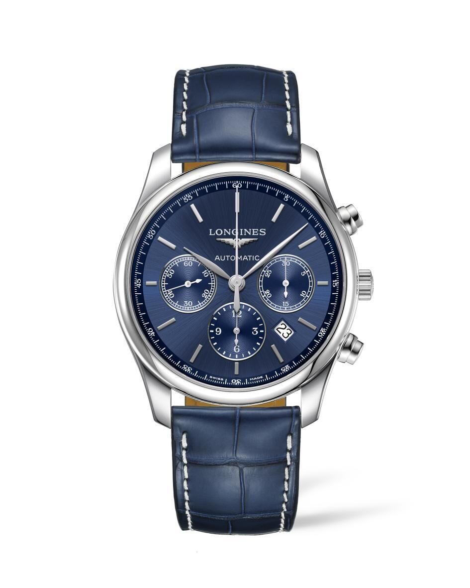Longines Master Collection Chronograph Blau Lederband Herrenuhr L2.759.4.92.0